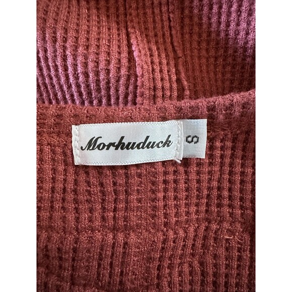 Morhuduck Heavy Waffle Knit Thermal Long Sleeve Thumb Holes Top Shirt Woman’s S - Picture 7 of 8